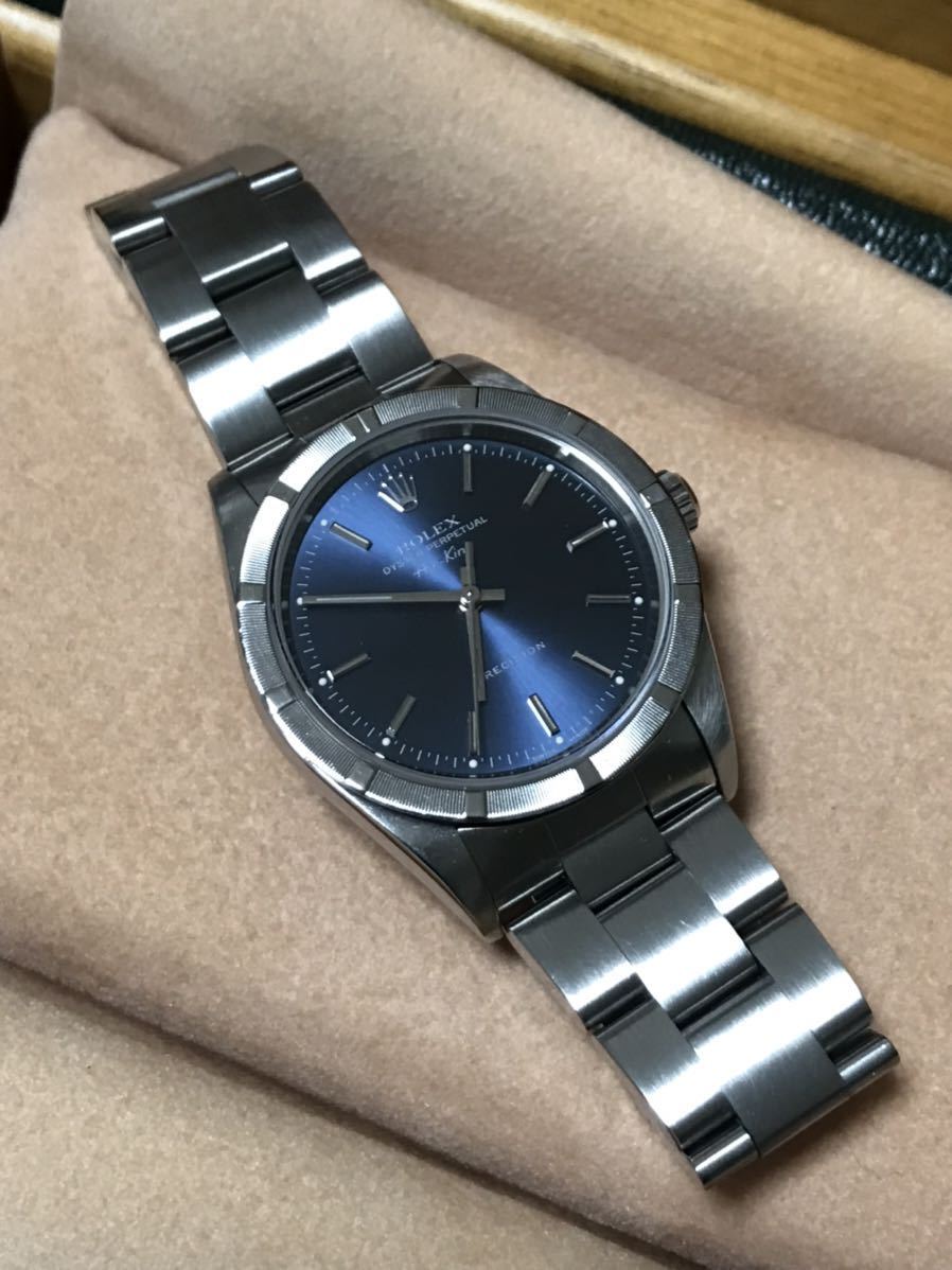 [ beautiful goods ] Rolex ROLEX[ Air King ]BLUE blue engine Turn do bezel 14010 A number *99 year about made men's self-winding watch buy shop guarantee arm circumference 19.5cm