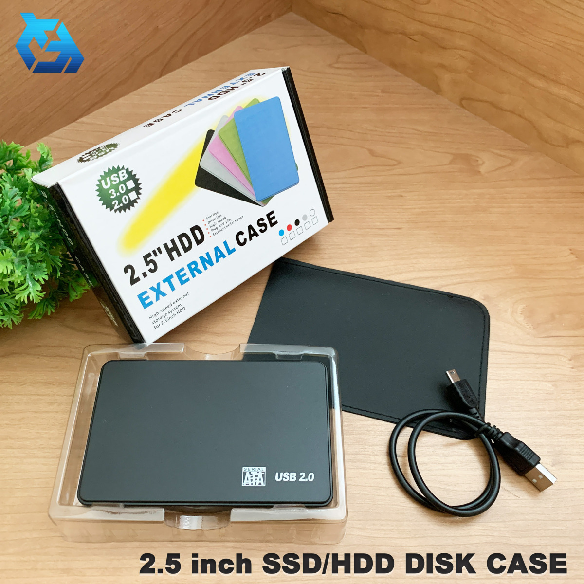 【ブラック】 化粧箱入り 2.5インチ HDD/SSD ケース USB接続 SATA ハードディスクケース 4TBまで 9.5mm/7mm厚両対応 工具不要_画像1