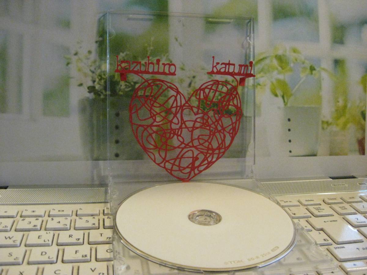 ポップアップ切り絵仕様に　ライン切り絵ミニタイプ　ハートの赤い糸　_CDケースに貼って
