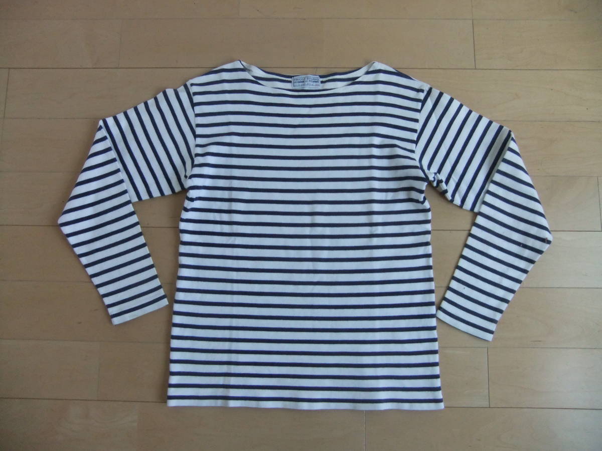 日本製 シップス バスクシャツ 縞々 100%綿 MADE IN JAPAN SHIPS TRICOT STUDIO HOMME et FEMME white navy_画像1