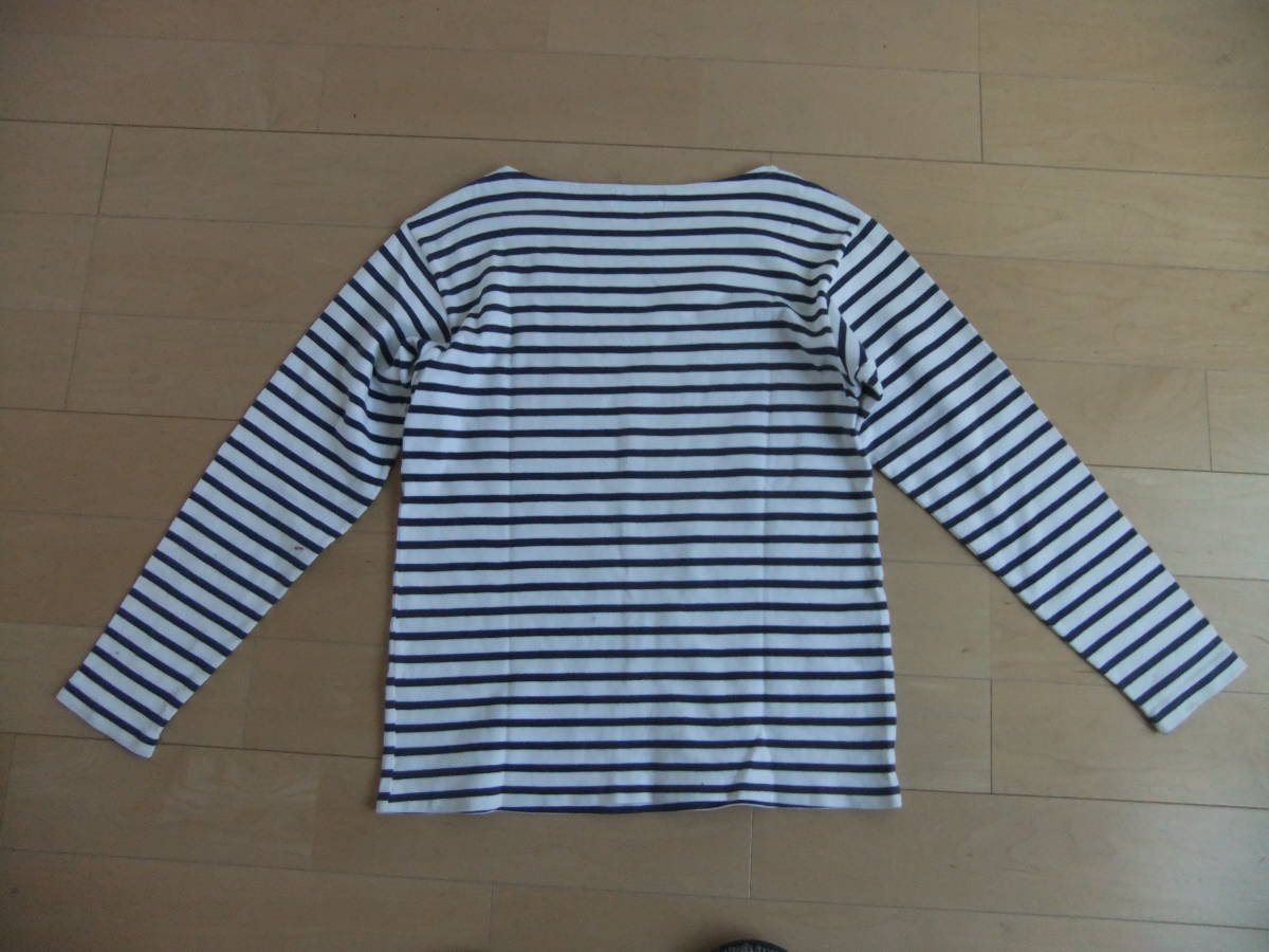 日本製 シップス バスクシャツ 縞々 100%綿 MADE IN JAPAN SHIPS TRICOT STUDIO HOMME et FEMME white navy_画像3