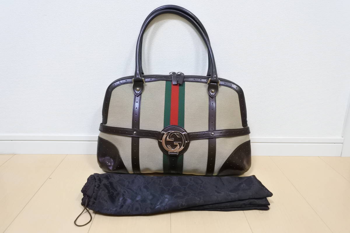 新作商品☆美品☆GUCCI グッチ トートバッグ キャンバス シェリー ...