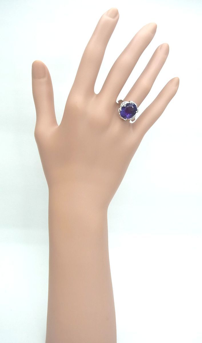 色石リング在庫処分価格 天然アメジスト 5.50ct 上質石 プラチナ製リング 卸価格/紹介動画あり/送料無料