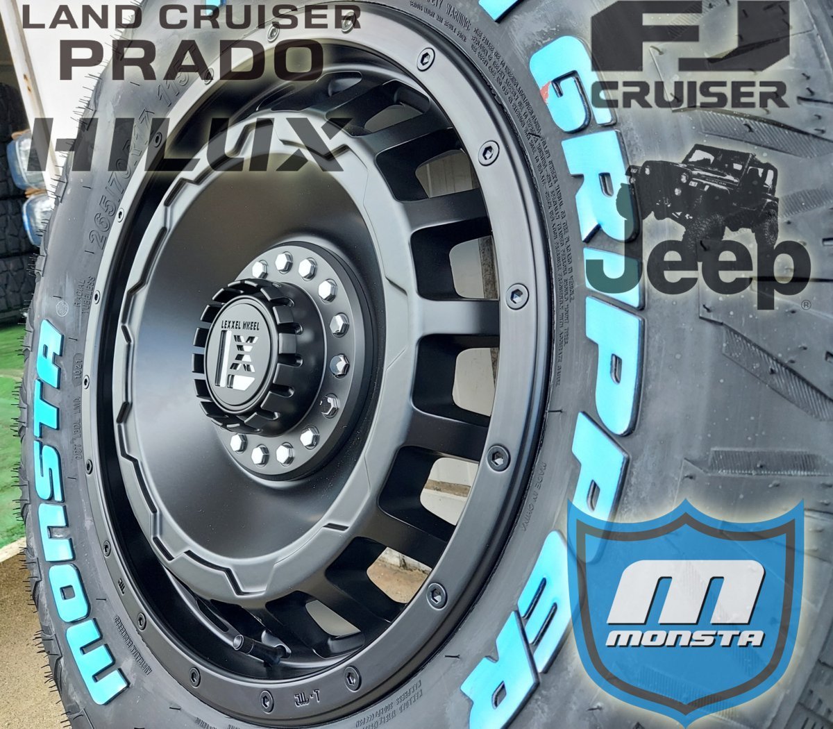 JL JK ラングラー LEXXEL SwaGGer MONSTA TERRAIN GRIPPER 265 65R17 265 70R17 285 70R17 タイヤホイール17インチ ホワイトレター