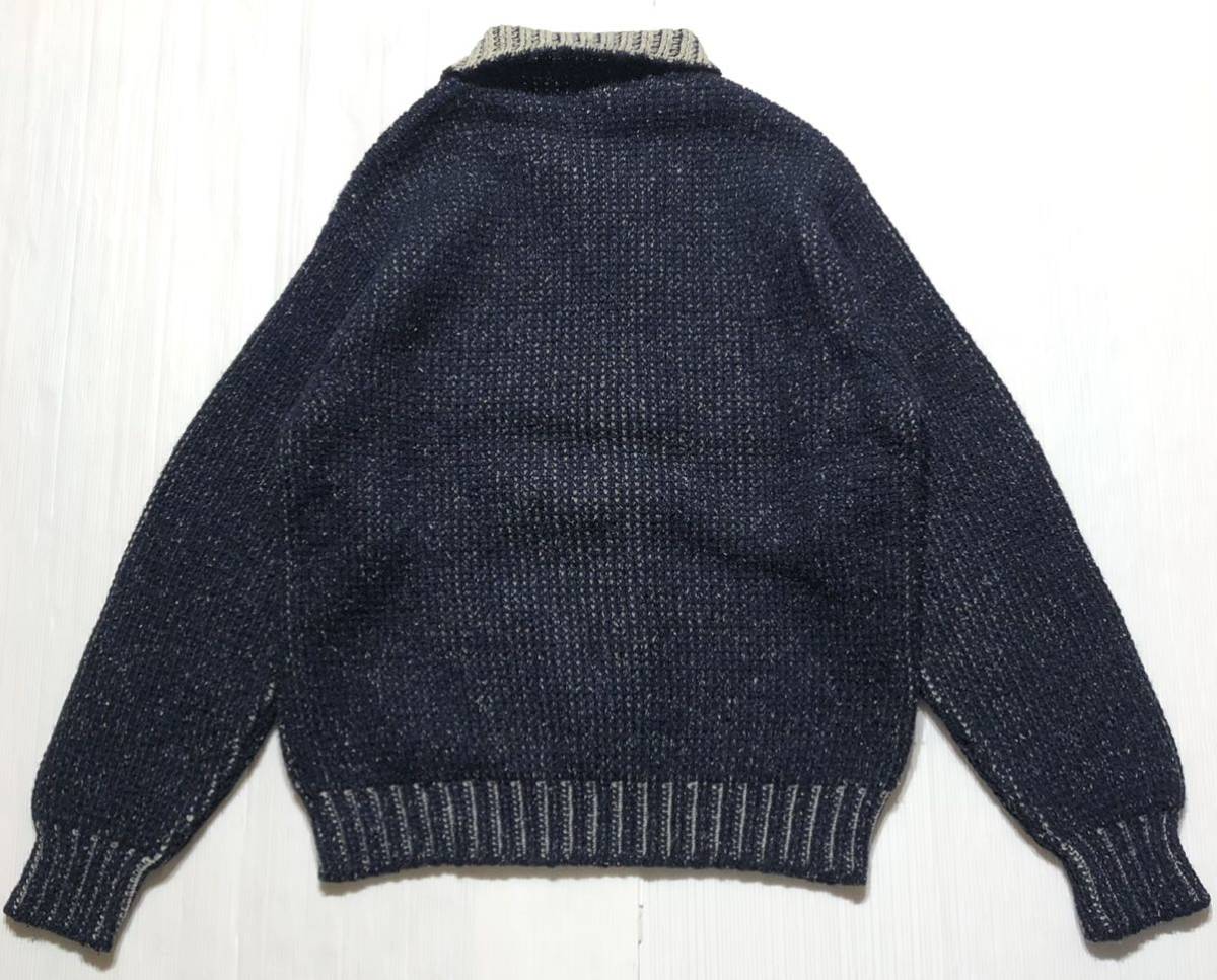  Hermes japon# HERMES Hermes # шелк . половина Zip с высоким воротником шерсть вязаный свитер темно-синий XL
