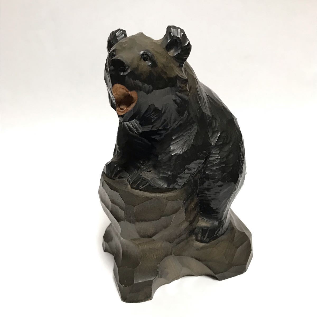 ヤフオク! - 当時物 木彫り 熊 置物 / ガラス目 北海道 民芸品 伝...