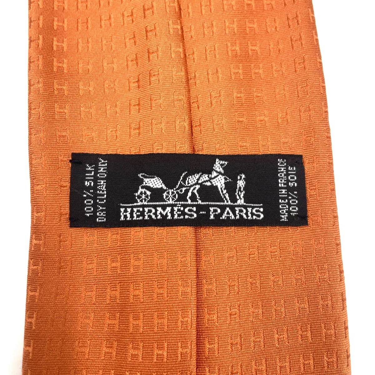 HERMES エルメス ネクタイ Hマーク オレンジ メンズ P320 商品细节