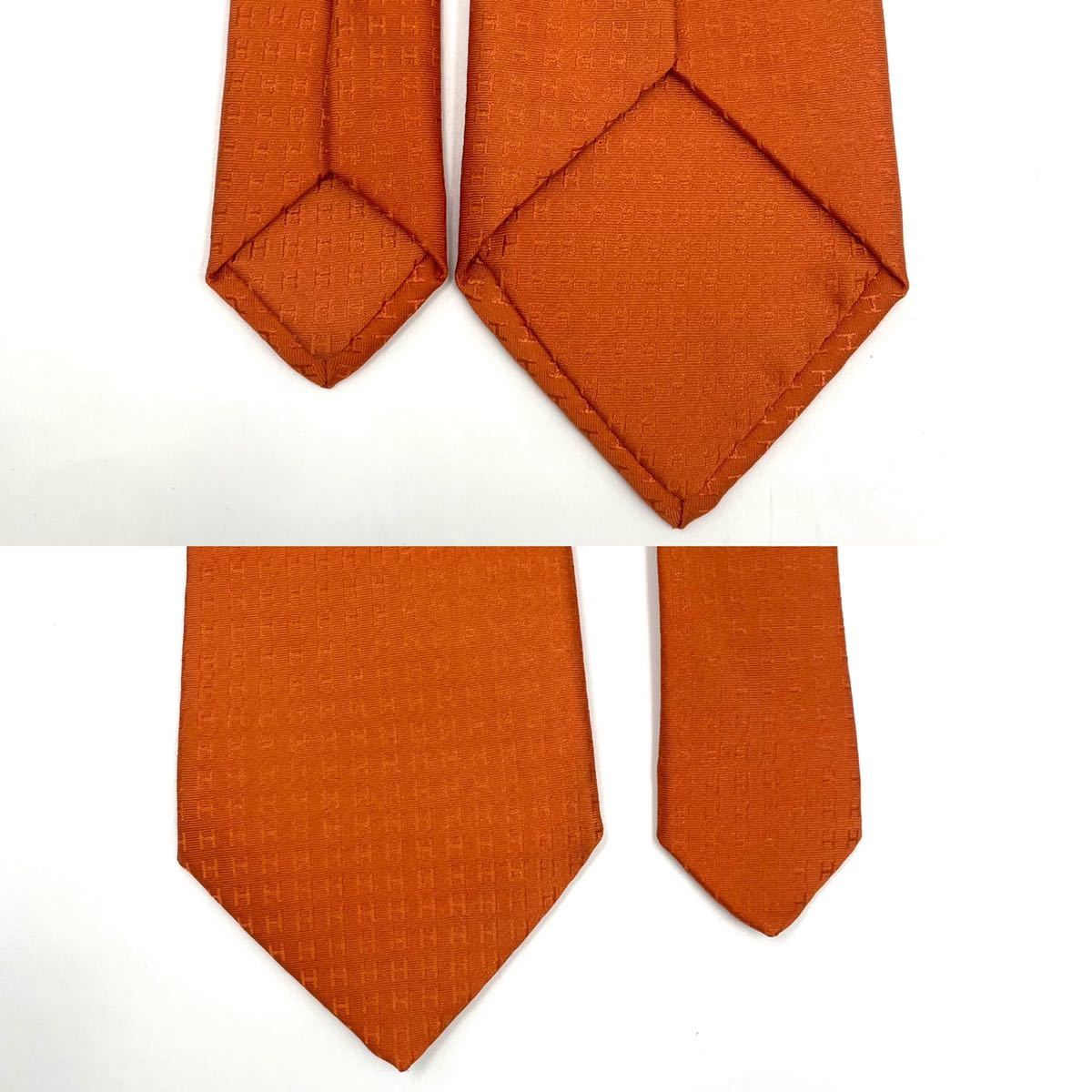 HERMES エルメス ネクタイ Hマーク オレンジ メンズ P320 商品细节