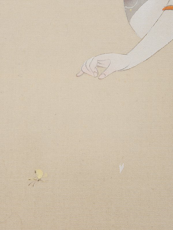 【五】山川秀峰 双幅 『春秋美人図』 絹本 彩色 真作 掛軸 箱付 二重箱_画像5