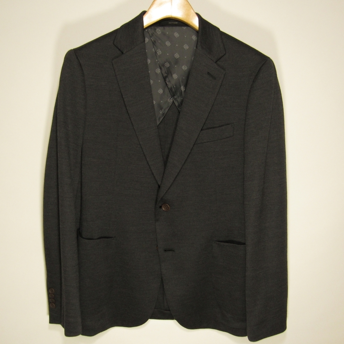  as good as new aruchi The nARTISAN men's flax . jersey - tailored jacket S spring summer charcoal made in Japan 