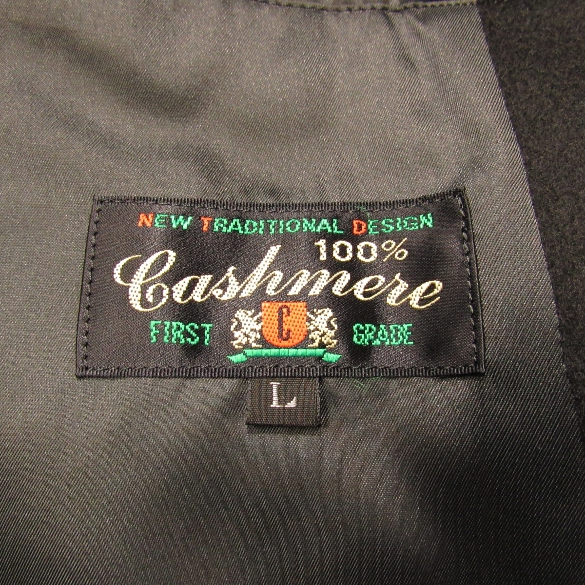 美品 Cashmere 100% メンズ カシミヤ コート L 大きめ 冬物 ブラック 日本製_画像3