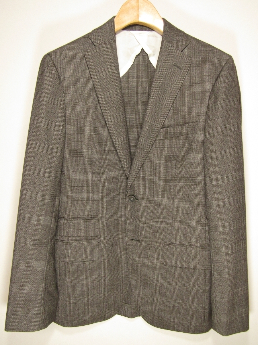  beautiful goods platinum Comme Ca platinum COMME CA men's Glenn check tailored jacket M thin spring summer unlined in the back summer wool gray 