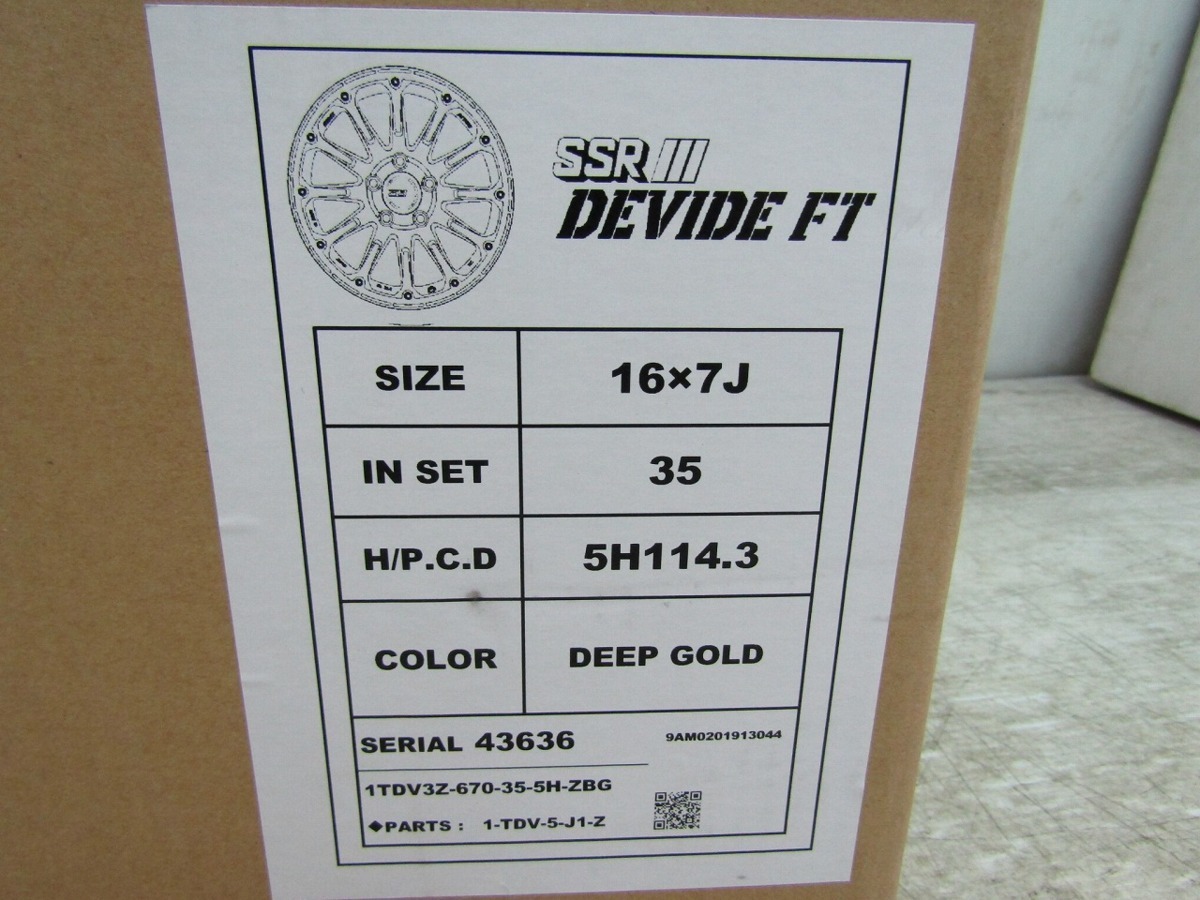 展示品 未使用品 SSR ディバイドFT 16インチ×7J +35 PCD:114.3 5H DEEP GOLD 4本SET C-HR エクストレイル デリカD5等 CH-Rの画像10