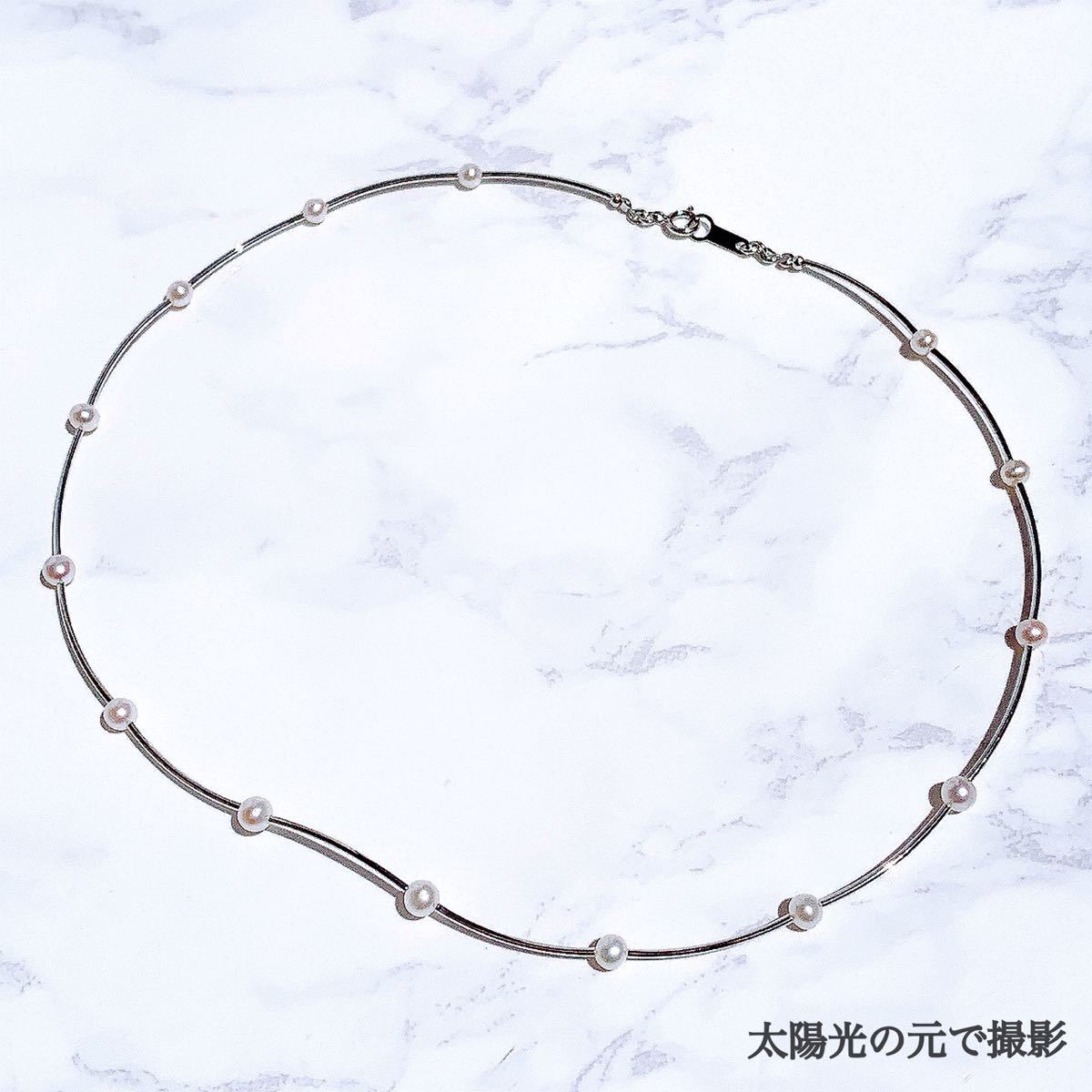 【未使用品】SILVER925 淡水パールのステーションネックレス