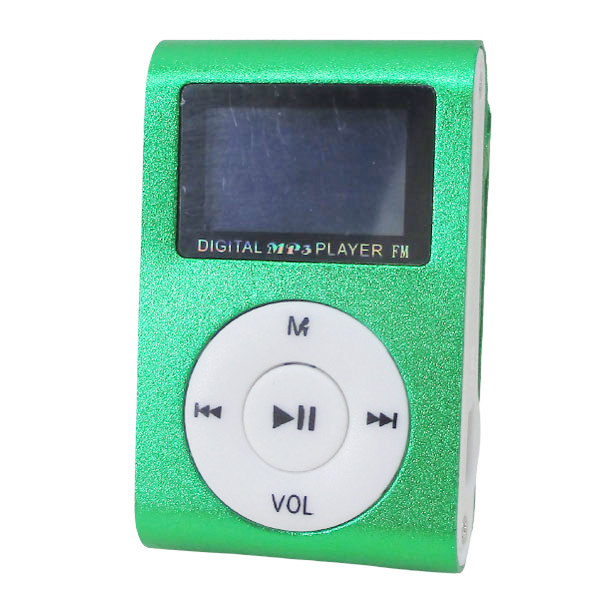 送料無料メール便 MP3プレーヤー アルミ LCDスクリーン付き クリップ microSD式 MP3プレイヤー グリーンｘ１台_画像1