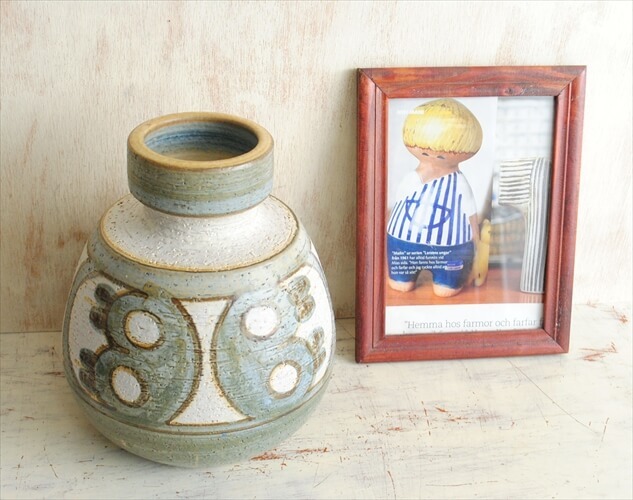 デンマーク製 SOHOLM Erika ハンドメイド 大きめ 陶器の花瓶 北欧花器