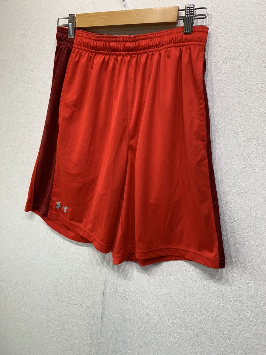 UNDER ARMOUR/アンダーアーマー バスケ パンツ メンズMD ハーフ 赤/レッド スポーツ トレーニング G826_画像2