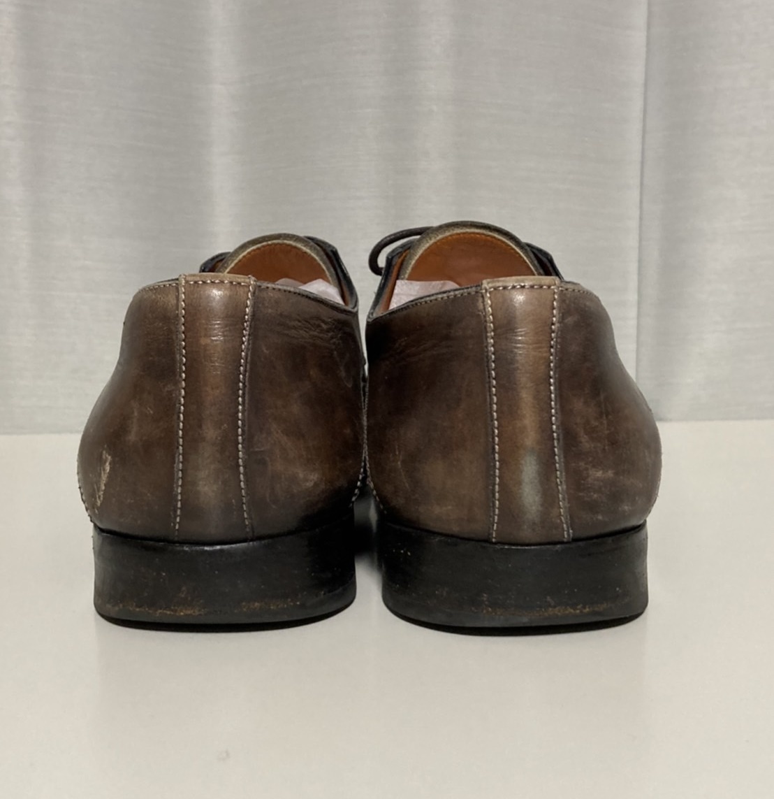 【SANTONI】 ウイングチップ レザーシューズ 11003 7.5 ブラウン サントーニ_画像3