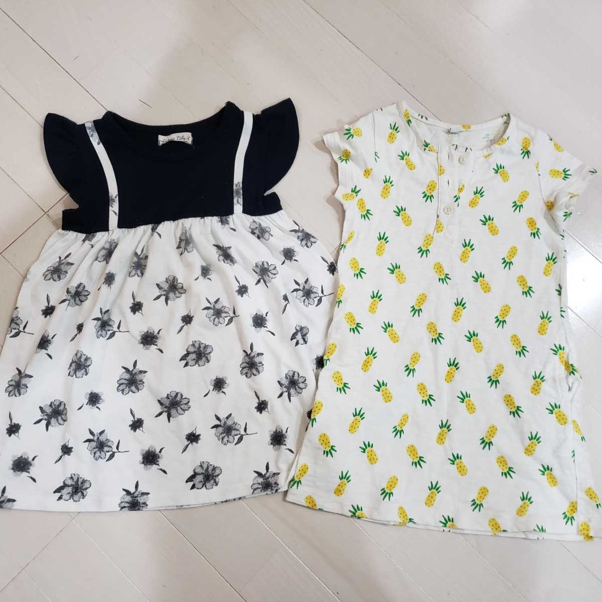夏服 半袖ワンピース 2種 110cm UNIQLO ユニクロ 女児ワンピース