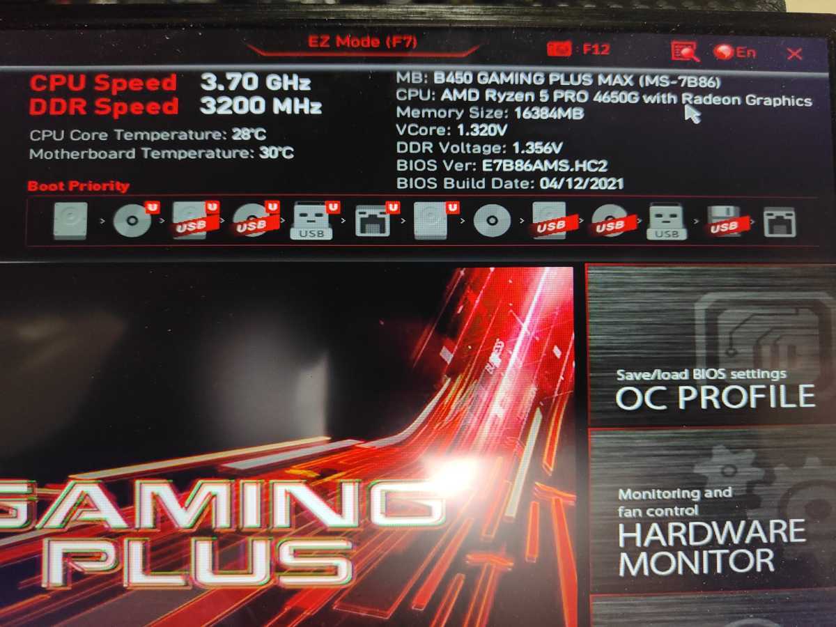 ゲーミングPC ファイルサーバー 超省電力 Ryzen5 Pro 4650G SSD1TB