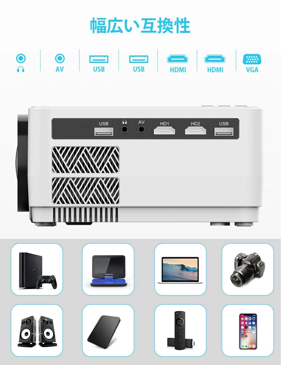 8000lm Wi-Fi プロジェクター ホームプロジェクター 9