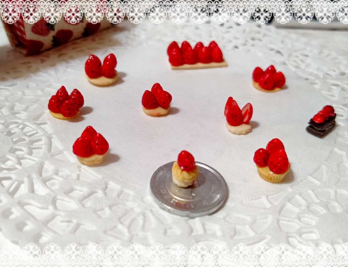 ドールハウス ミニチュア 春の苺フェア ミニチュア苺ケーキ１０個セット K_画像2