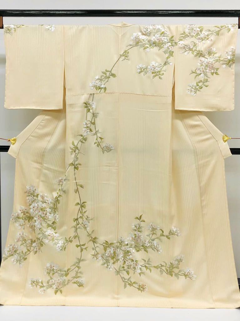手刺繍 総刺繍 訪問着 紋意匠 金糸 正絹 躾糸付き レグホーン K144