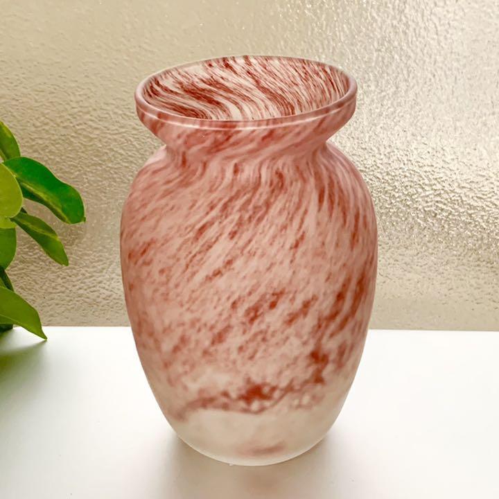 オールドバカラ 珍しい花瓶 Old BACCARAT ピンク 磨りガラス - 通販