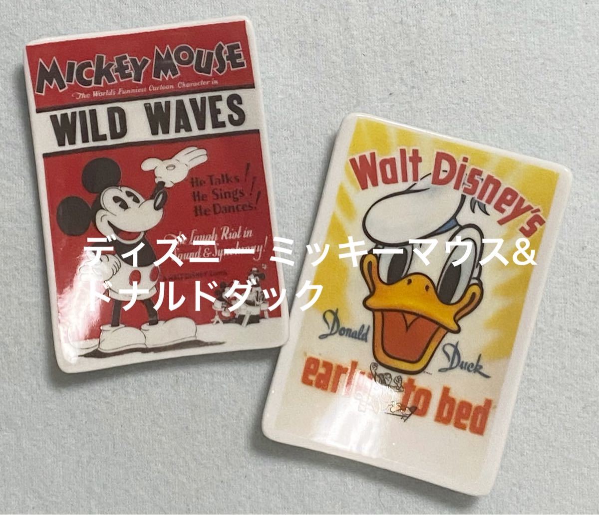 Paypayフリマ ディズニー ミッキーマウス ドナルドダック クラシックポスター 絵皿 2枚