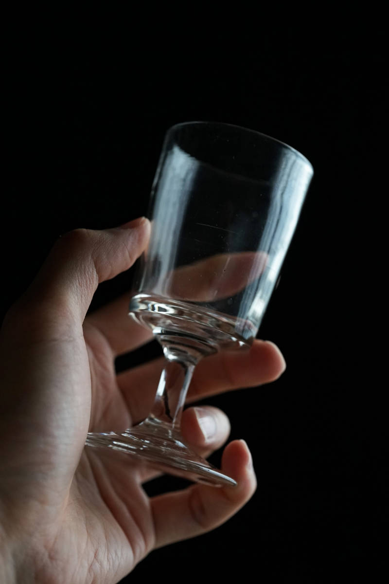 古い手吹きガラスのシンプルな筒型のステム ビストログラス_中 / 19世紀・フランス / アンティーク 古道具 ワイングラス C_画像10