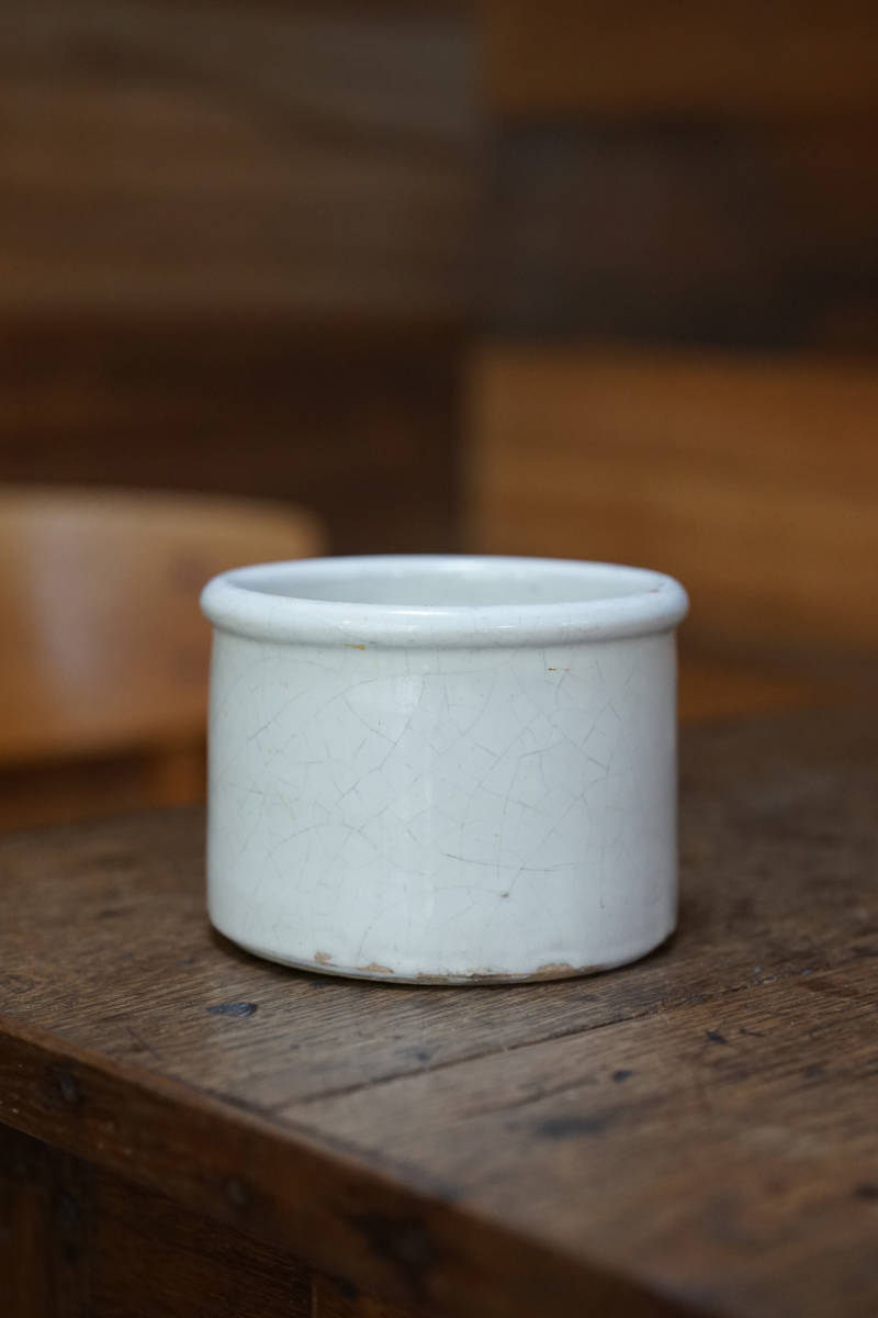 ファイアンス白錫釉 パテポット / 19世紀・フランス / 陶器 アンティーク 古道具 陶器
