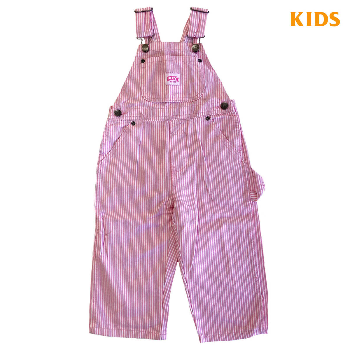 KEY キー　トドラー　オーバーオール　 BIB OVERALL　ピンクストライプ サイズ　2T　ビブ KIDS TODDLER 子供服 キッズ_画像1