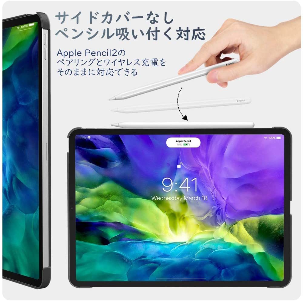 #GOPH iPad Pro 11 ケース カバー 2020モデル 第2世代 半透明 apple pencil2ペアリング ワイヤレス充電 オートスリープ機能 高級PUレザー_画像2