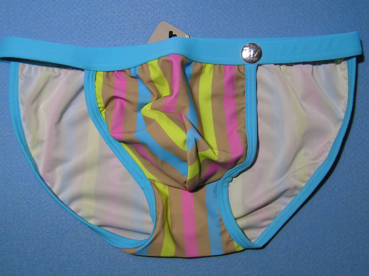 即決新品 MODUS VIVENDI モーダスビベンディ SUN TANNING Swim Bikini brief-L- ビキニブリーフ 青黄桃色 現品表記サイズ L_画像5