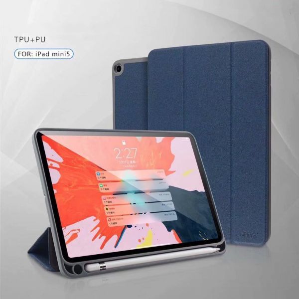 ペンホルダー付き iPadmini5 専用 ケース ビジネス シンプル 薄型 アップル ペンシル 収納 アイパッドミニ5 スマート カバー 耐衝撃 スリム_画像4