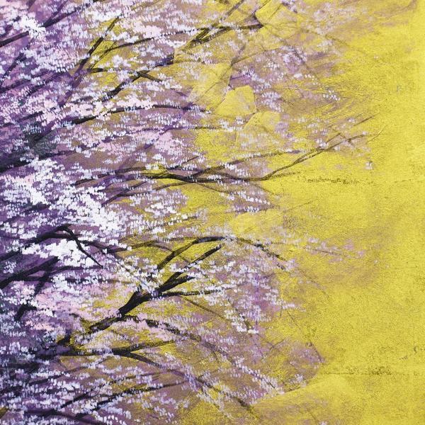 真作】【WISH】笠青峰「一心行桜」日本画 約25号 大作 金箔 真作】【WISH】笠青峰「一心行桜」日本画 約25号 大作 金箔