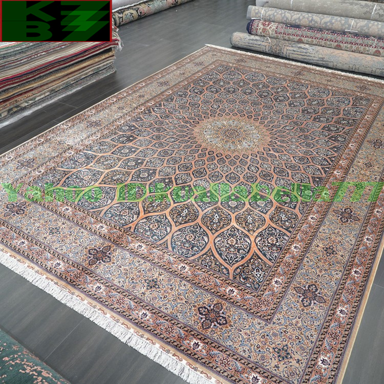 [ luxury rug ]peru car .. silk *310x430cm 100% hand made carpet rug house interior reception interval living high class equipment ornament X35