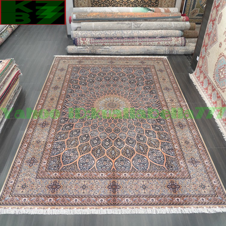 [ luxury rug ]peru car .. silk *310x430cm 100% hand made carpet rug house interior reception interval living high class equipment ornament X35