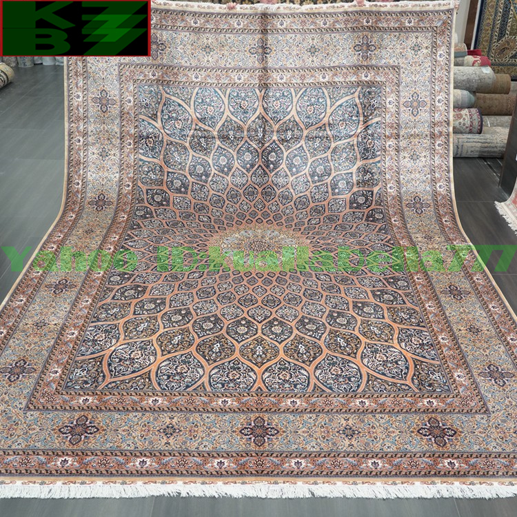 [ luxury rug ]peru car .. silk *310x430cm 100% hand made carpet rug house interior reception interval living high class equipment ornament X35