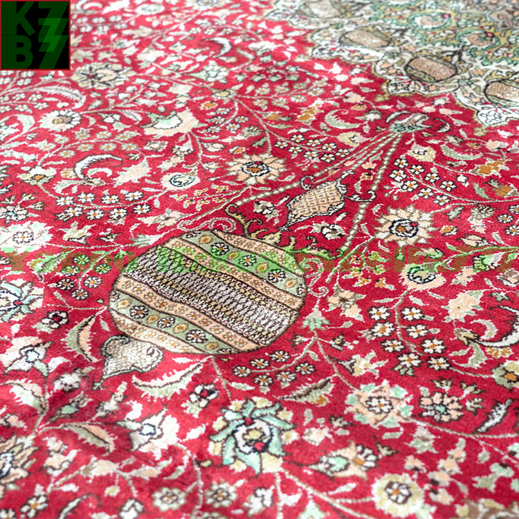 【贅沢敷物】ペルシャ 絨毯 シルク★270ｘ370ｃｍ 100％ ハンドメイド カーペット ラグ 住まい インテリア 応接間 リビング 高級 装飾 X08_画像5