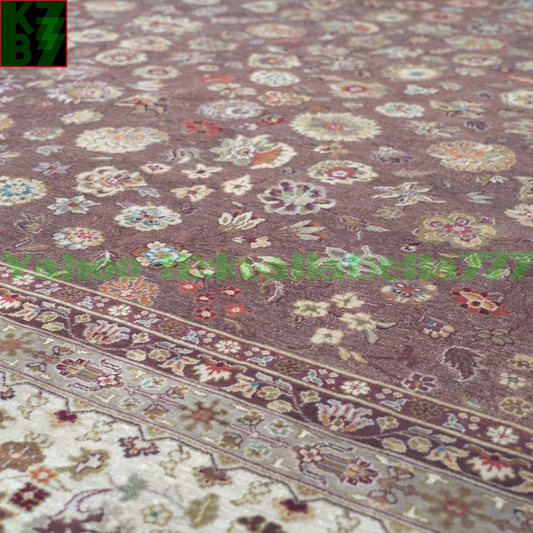【贅沢敷物】ペルシャ 絨毯 シルク★369ｘ452ｃｍ 100％ ハンドメイド カーペット ラグ 住まい インテリア 応接間 リビング 高級 装飾 W90_画像9
