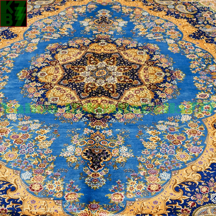 【贅沢敷物】ペルシャ 絨毯 シルク★270ｘ370ｃｍ 100％ ハンドメイド カーペット ラグ 住まい インテリア 応接間 リビング 高級 装飾 W78_画像4