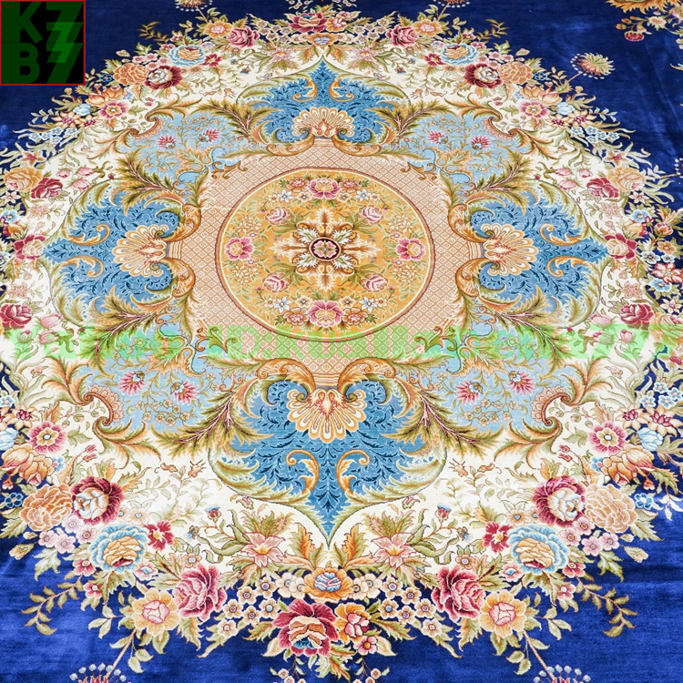 【贅沢敷物】ペルシャ 絨毯 シルク★270ｘ370ｃｍ 100％ ハンドメイド カーペット ラグ 住まい インテリア 応接間 リビング 高級 装飾 W71_画像5