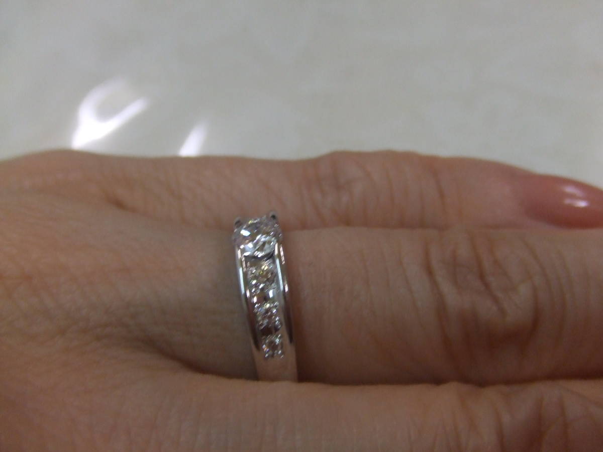 PT900 プラチナ ダイヤリング 0.30ct/0.13ct 11号 ※送料無料 ※PayPay