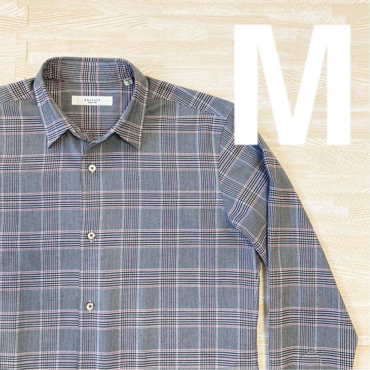 美品 /エディフィス グレンチェックシャツ Mサイズ 送料無料