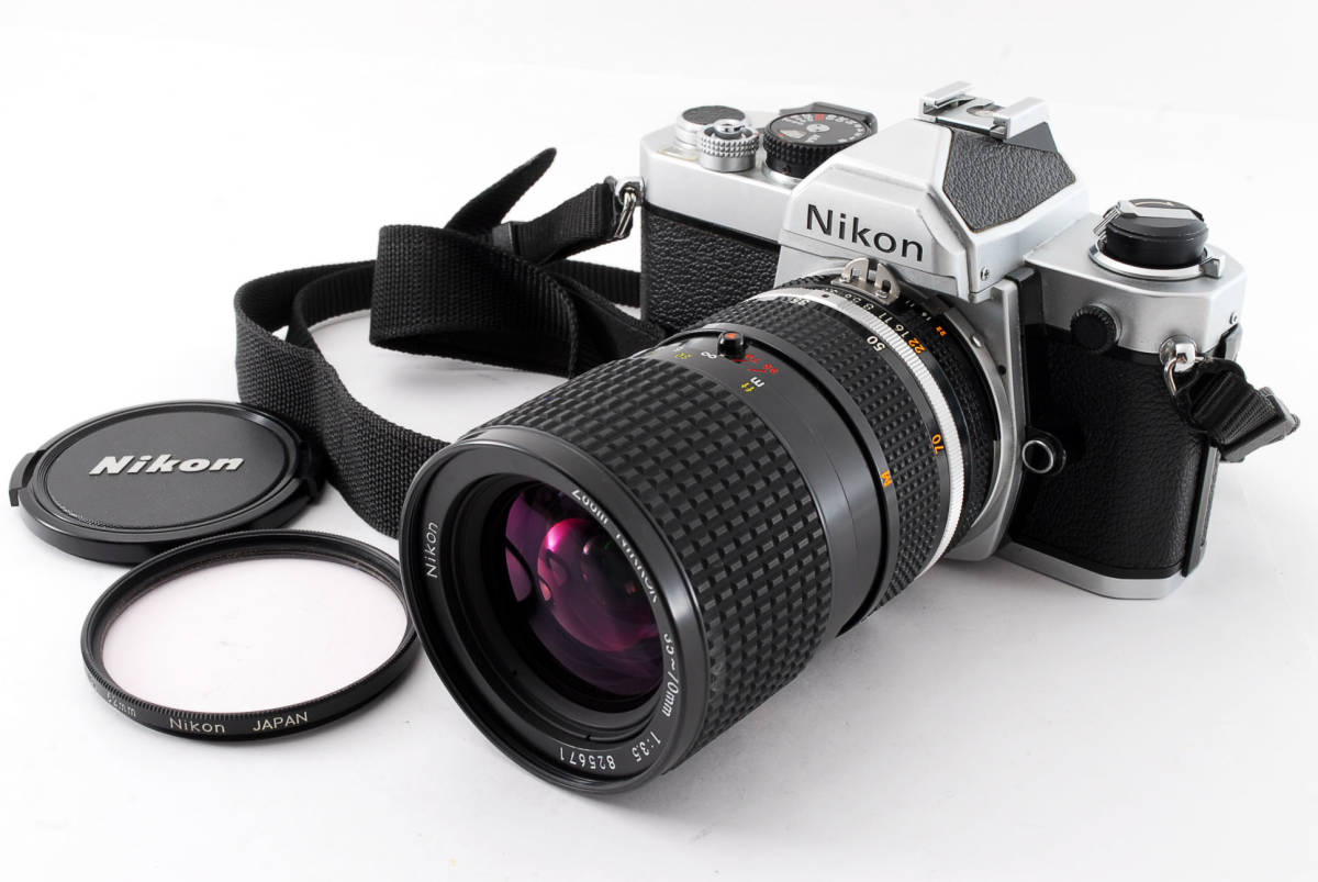 激安の 良品 Nikon ニコン Fm Silver 35mm 一眼レフフィルムカメラ Ai S 35 70mm F3 5 ズームレンズセット キャップ ストラップ付 T1542 希少 Riverplaza Mn