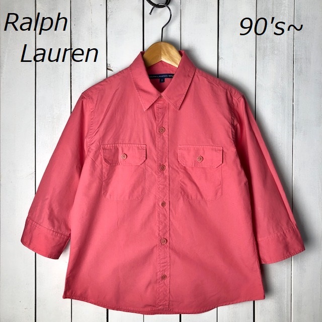 sh  s～ Ralph Lauren コットン7分袖シャツ ブラウス 9 濃ピンク