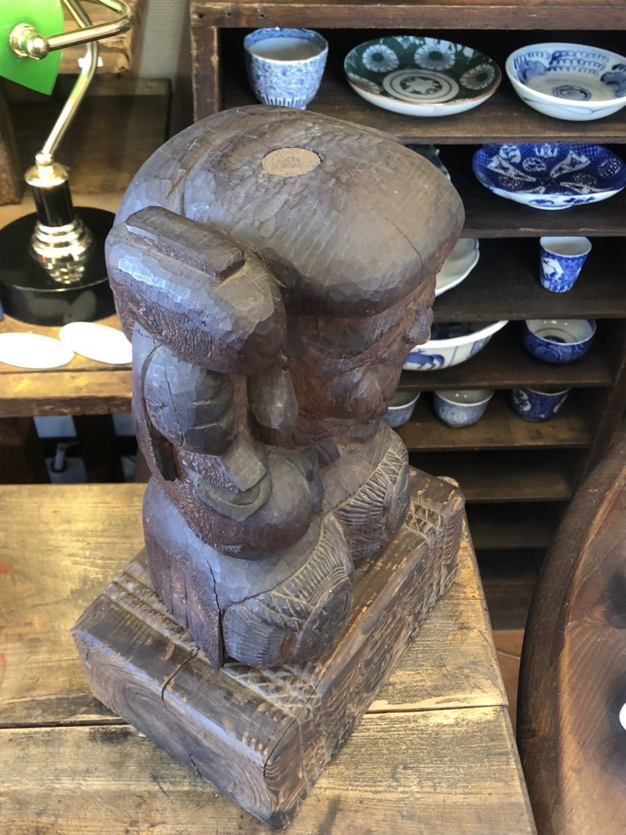 木彫 恵比寿大黒 大黒様 骨董 在銘 寺院買取品 木彫 恵比寿大黒 大黒様 骨董 在銘 寺院買取品