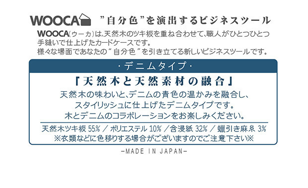 ID カードホルダー WOOCA デニムタイプ 紐赤 ネックストラップ 青 カード ケース 天然ツキ板 おしゃれ アルファ企画 ネコポス 送料無料_画像4