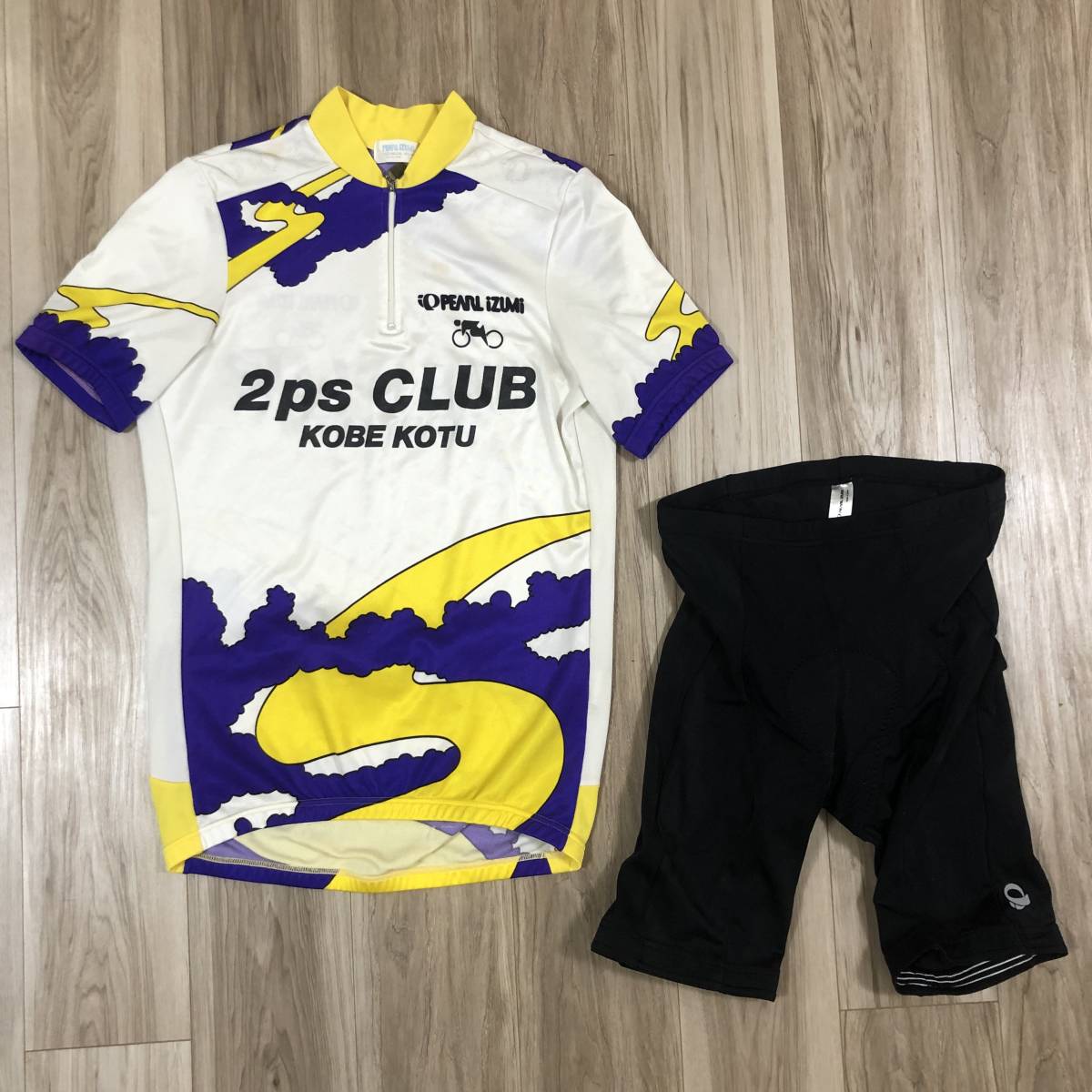 送料185円★パールイズミ XL メンズ 半袖サイクルジャージ & 3Dパッド付レーサーパンツ 上下セット 日本製 PEARL IZUMI 中古品 まとめ n206_画像1